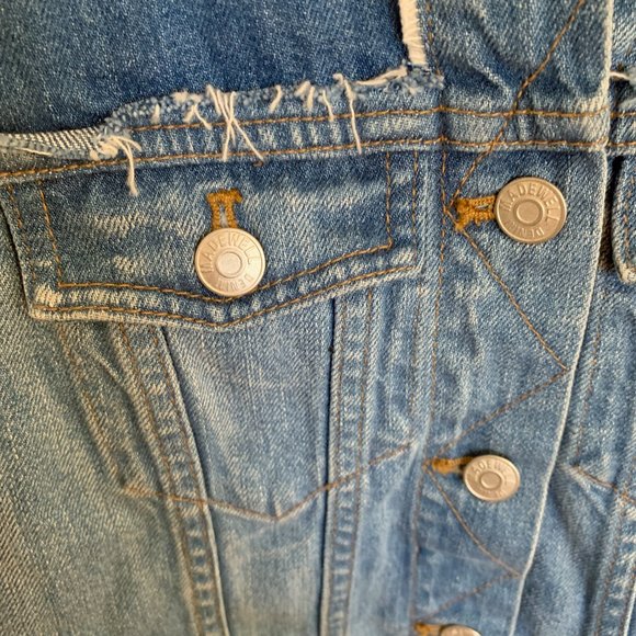 Madewell Patchwork Raw Hem 100% Cotton Denim Jean Jacket XS - Picture 4 of 10